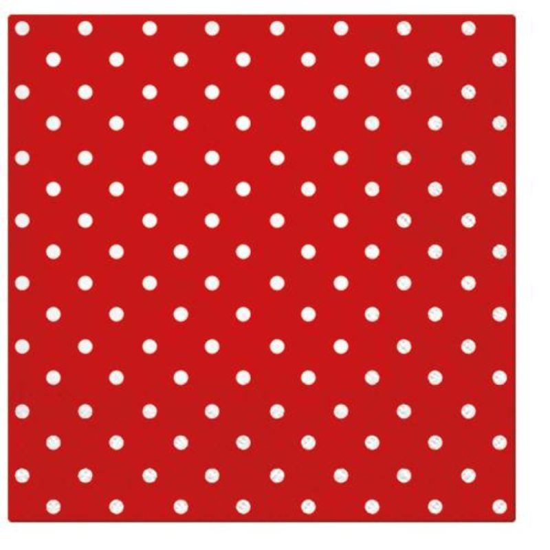 Paw Lunch Napkins 33cm Pack Of 20 | 3 Ply | Dots Red