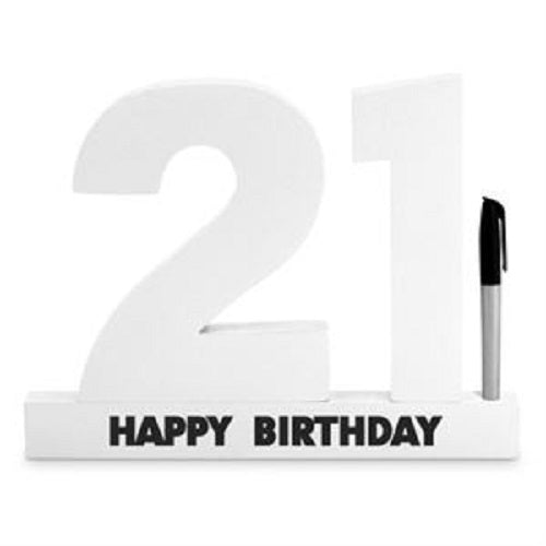 21st Birthday Sign - Signature Block - White