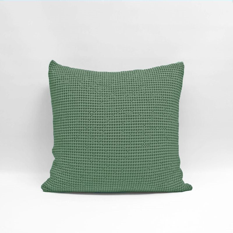 Sage Euro Pillowcase by Baksana, featuring a unique deep waffle texture and zip closure, made from 100% OEKO-TEX® cotton.