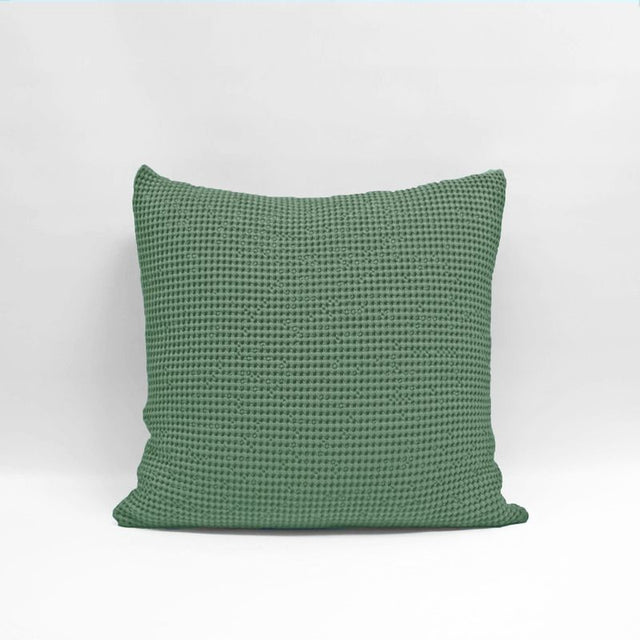 Sage Euro Pillowcase by Baksana, featuring a unique deep waffle texture and zip closure, made from 100% OEKO-TEX® cotton.