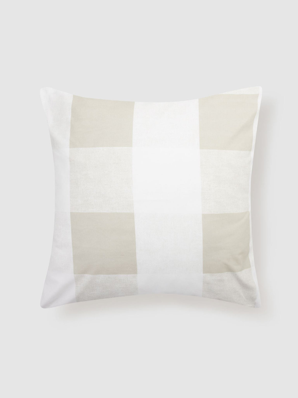 Mushroom-colored Alec European Pillowcase by Nu Edition, featuring premium cotton and a timeless check pattern.
