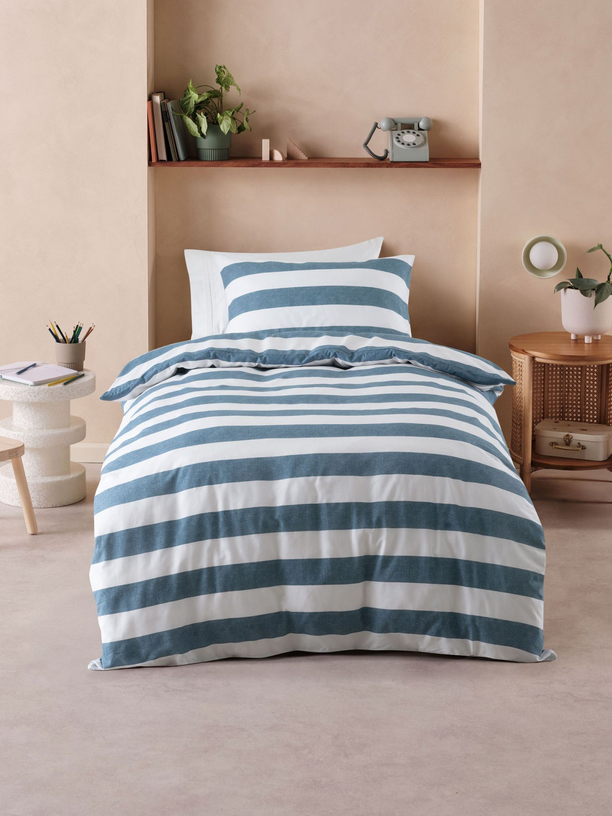 Sydney Duvet Cover Set by Nu Edition - Denim - Super King