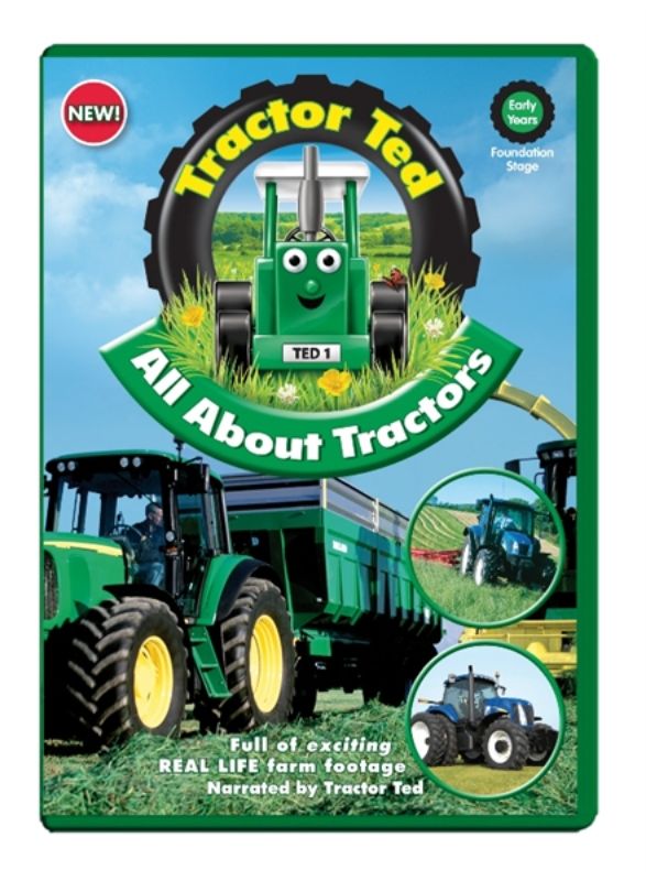 All About Tractors DVD featuring Tractor Ted, introduces preschoolers to real tractors, machines, and fun educational adventures.
