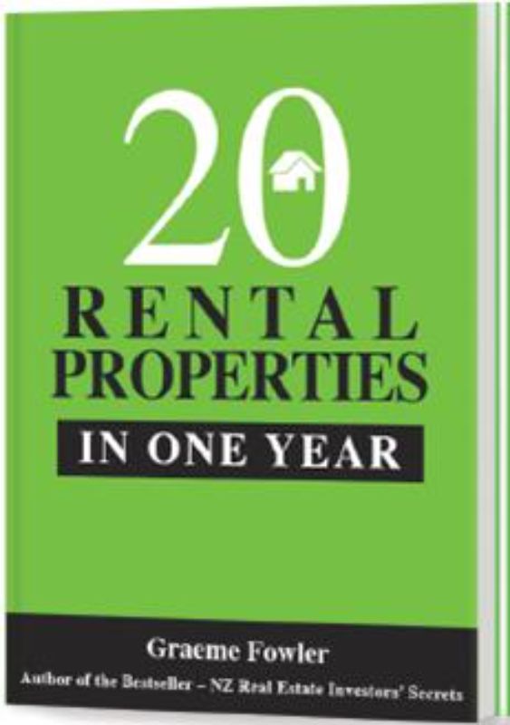 Cover of '20 Rental Properties in One Year' by Graeme Fowler, showcasing strategies for building a rental portfolio with zero equity.