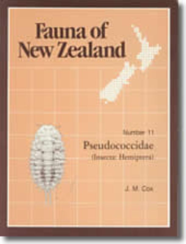 FAUNA 11 - PSEUDOCOCCIDAE book cover showcasing detailed illustrations of mealybugs, highlighting New Zealand's invertebrate diversity.