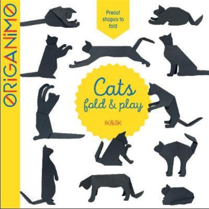Fun origami book for cat lovers featuring 32 pre-cut templates to create playful black cats and yarn balls.