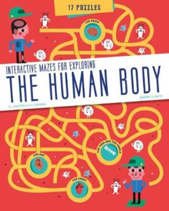 Interactive maze book inviting kids to explore human anatomy through engaging puzzles and fun facts.