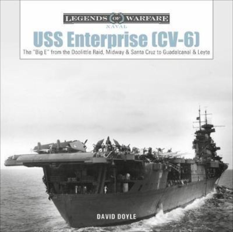 Hardback book on USS Enterprise (CV-6) featuring historic photos and details of its WWII legacy and design.