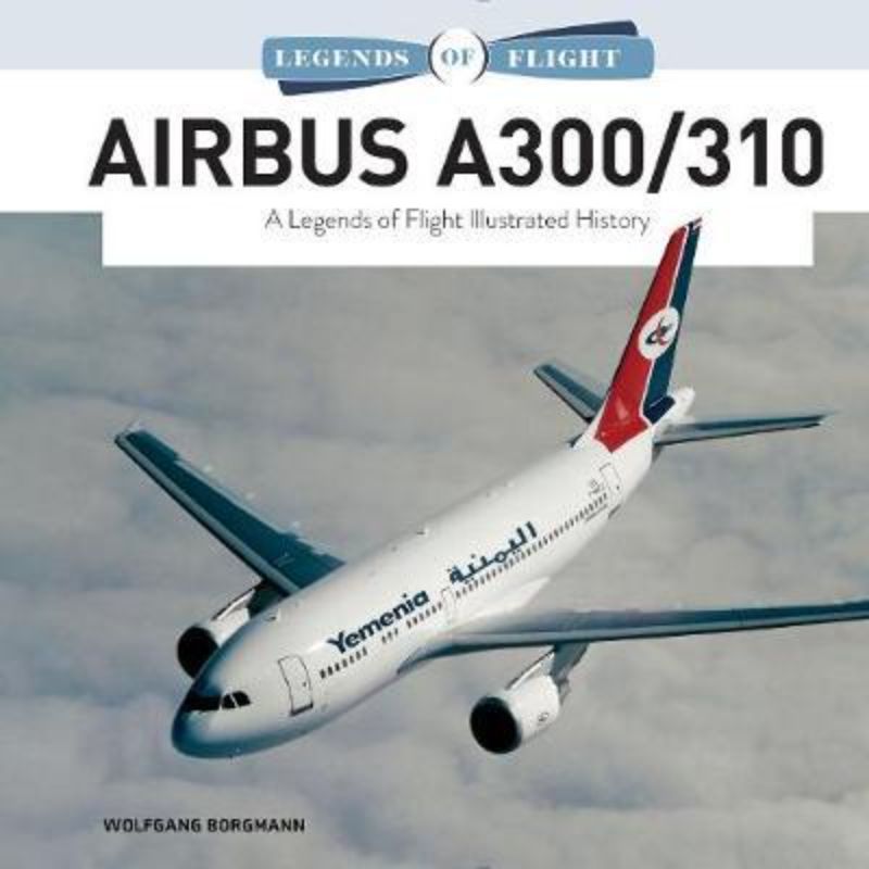 Hardback book on Airbus A300/310 history by Wolfgang Borgmann, featuring 144 pages of text and stunning photos.