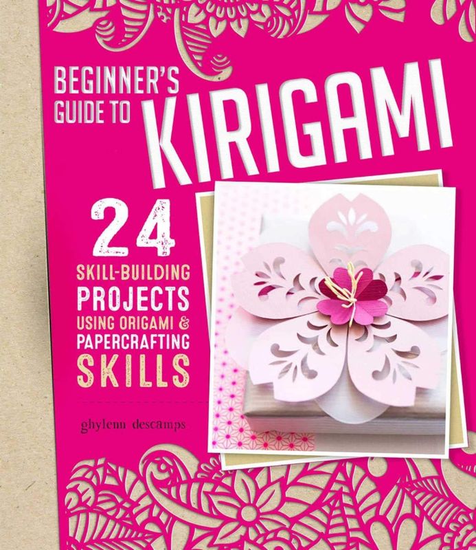 Illustrated guidebook featuring 24 beginner-friendly kirigami projects, combining paper cutting and folding techniques.