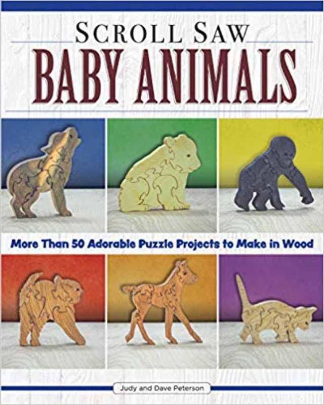 Scroll Saw Baby Animals book cover featuring adorable baby animal projects for woodworkers of all skill levels.