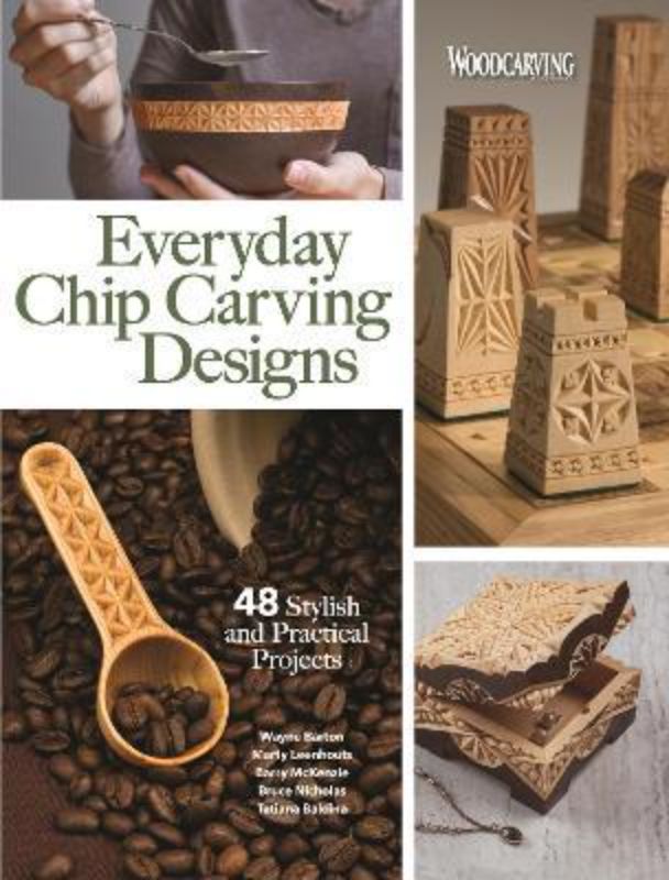 Guide for chip carving enthusiasts with 45 projects, step-by-step instructions, and vibrant photography.