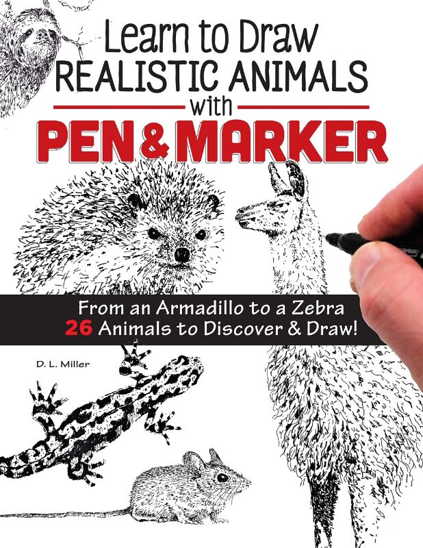 Comprehensive guide teaching realistic animal drawing with pen and marker, featuring 26 animals, tips, and step-by-step instructions.