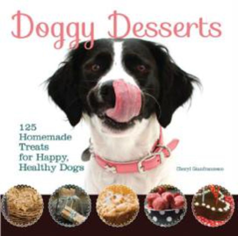 Homemade dog treat cookbook with over 100 nutritious recipes, featuring cookies, cakes, and frozen delights for dogs.
