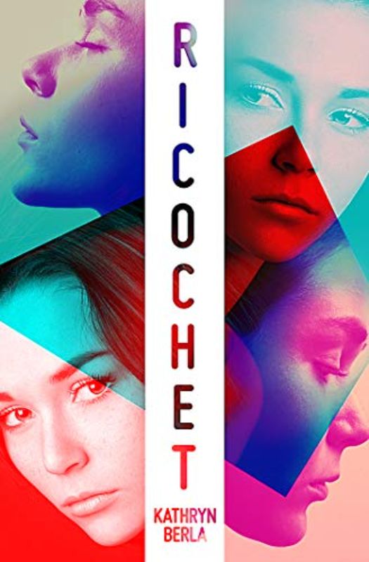 Riccochet novel cover featuring a young girl surrounded by multiverse imagery, symbolizing mystery and adventure.