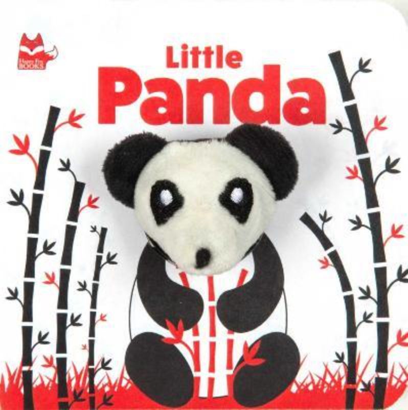 Little Panda finger puppet book features high-contrast illustrations, soft puppet, and rhyming stories for infant literacy.