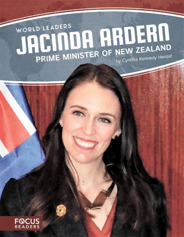 Captivating book on Jacinda Ardern's leadership journey, ideal for young readers with engaging infographics and thought-provoking questions.