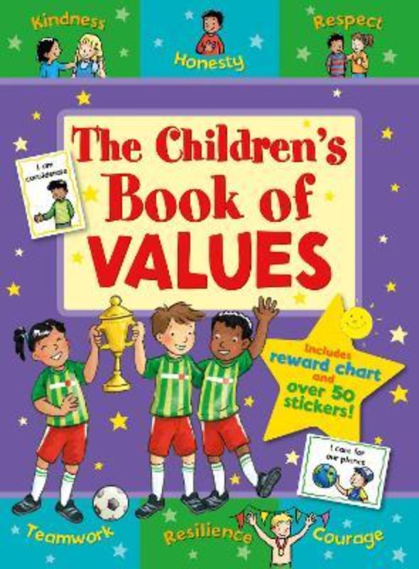 Interactive children's book promoting values like kindness and respect, featuring stickers and engaging activities for learning.