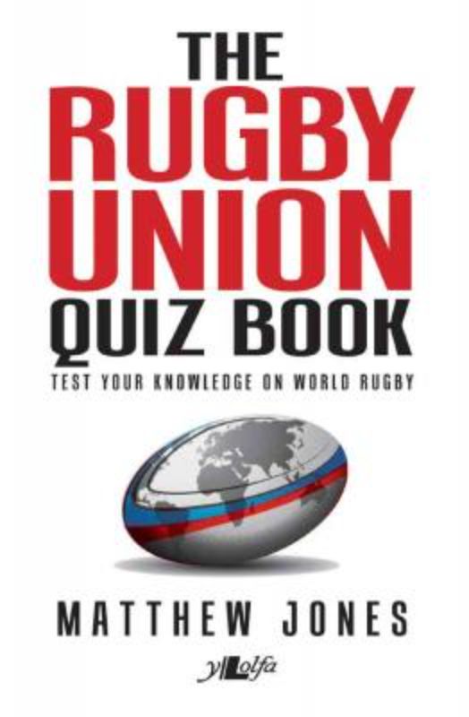 The Rugby Union Quiz Book cover featuring rugby-themed graphics, perfect for fans to test their trivia knowledge.