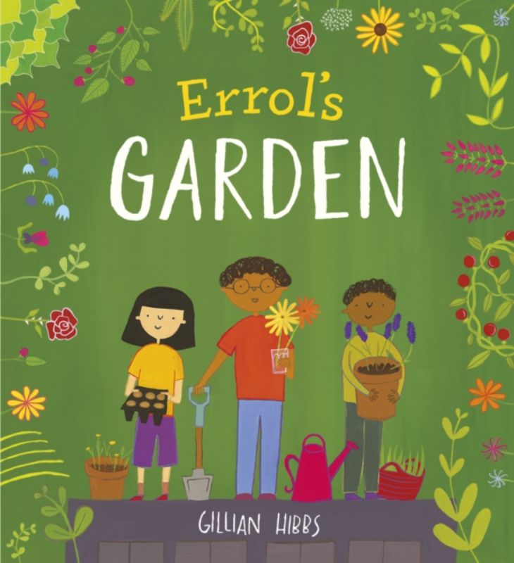 Children's book 'Errols Garden' featuring vibrant illustrations of urban gardening adventures and themes of community involvement.