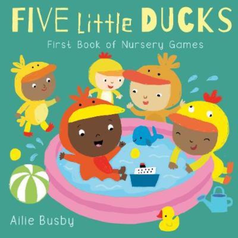 Colorful hardback book featuring traditional and modern nursery games for toddlers, with 26 illustrated pages.