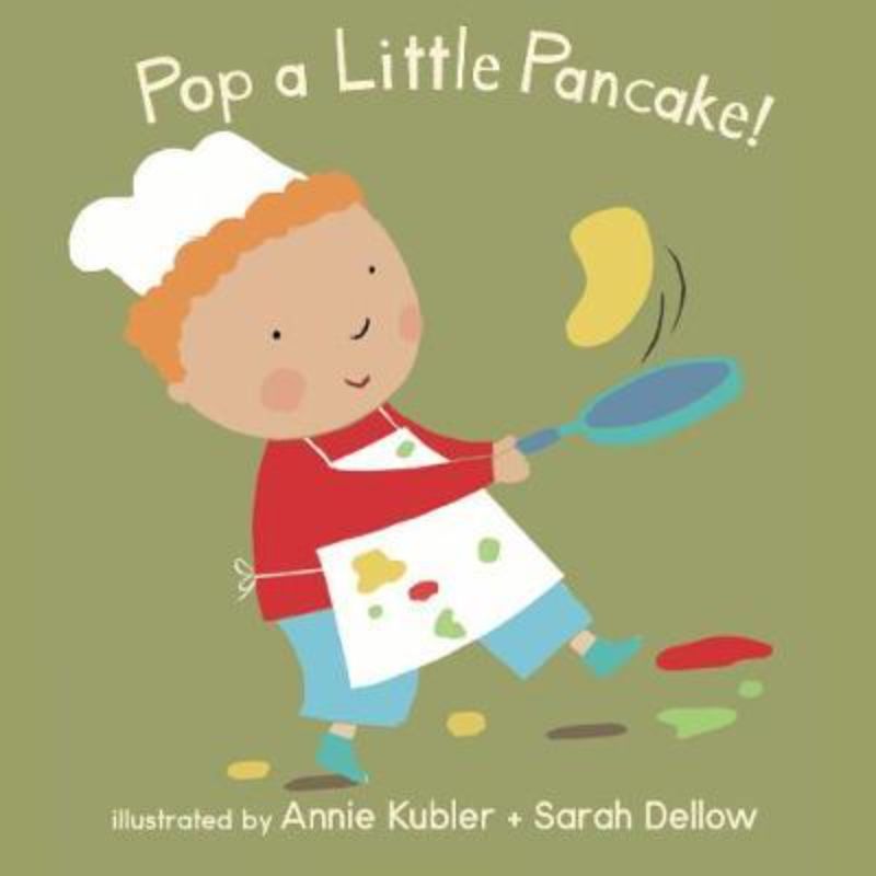 Hardback baby book 'Pop a Little Pancake' by Annie Kubler, featuring 12 illustrated pages of nursery rhymes for early literacy.