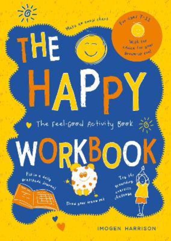 Interactive Happy Workbook guiding emotional exploration with activities for joy, self-expression, and personal growth.