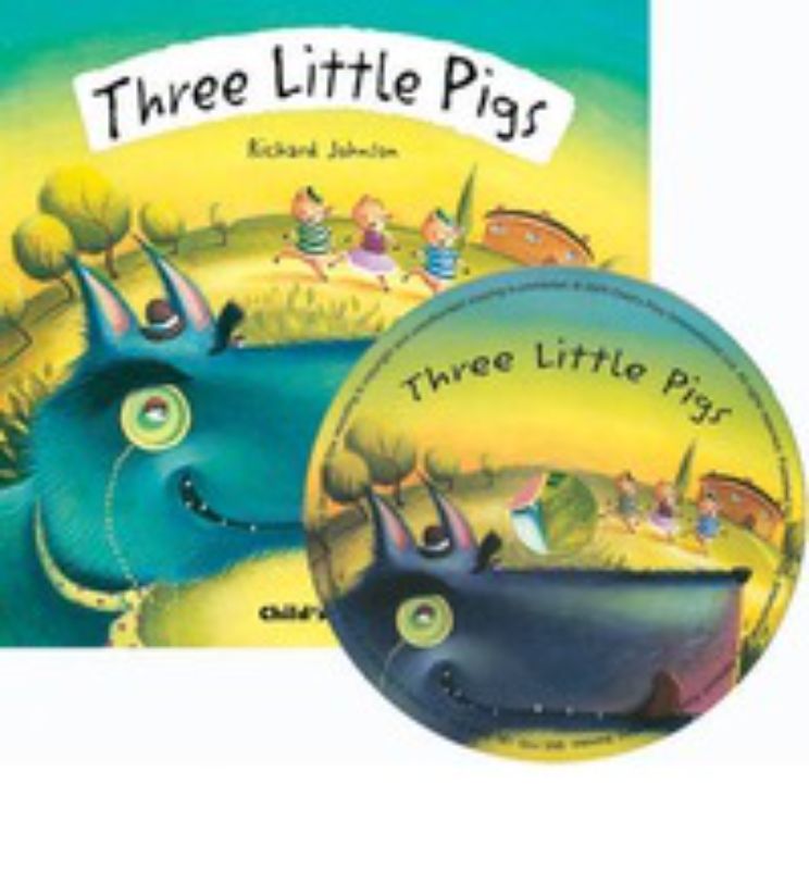 Children's soft cover book 'Three Little Pigs' with lift-up flaps and CD, engaging kids in classic storytelling.