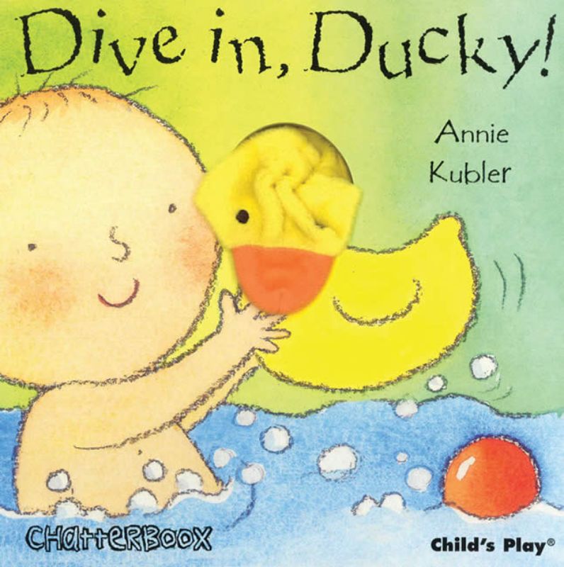 Dive In Ducky (Chatterboox), a charming board book for toddlers featuring Ducky's rhyming bath time adventures.