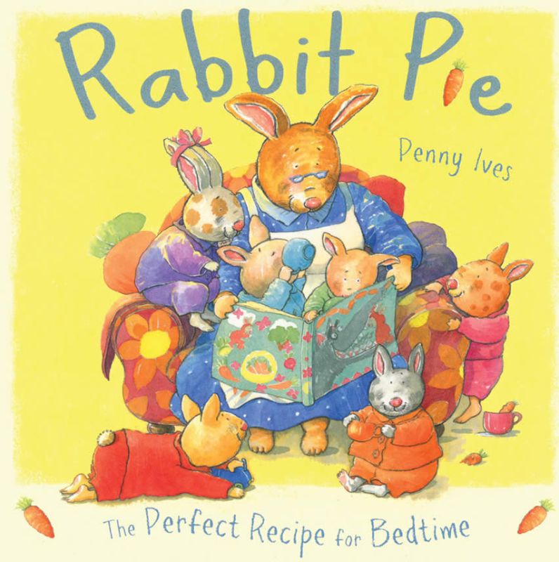 Charming children's book 'Rabbit Pie' featuring six adorable rabbits and whimsical bedtime illustrations.