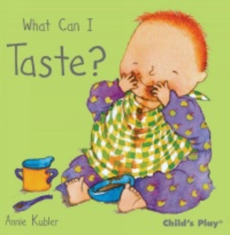 Engaging board book 'What Can I Taste' by Annie Kubler with vibrant illustrations for toddlers to explore flavors.