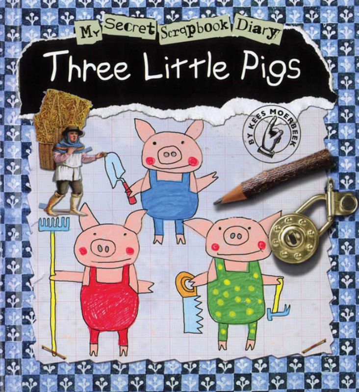 Whimsical scrapbook diary featuring pop-ups and illustrations from the Three Little Pigs tale for creative young readers.