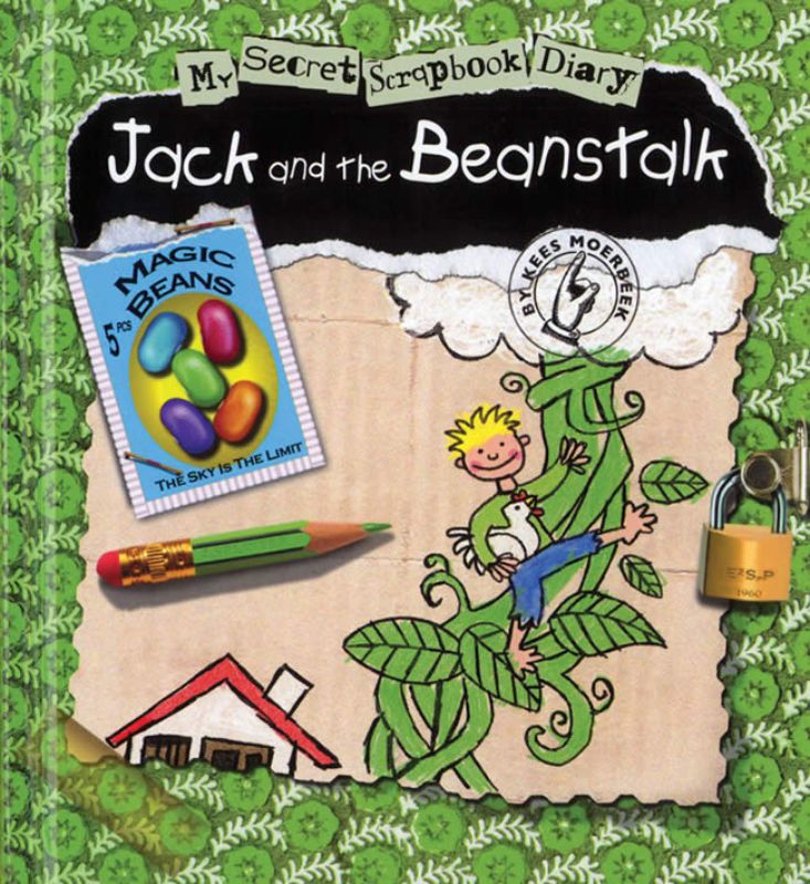 enchanting scrapbook diary featuring pop-up illustrations and handwritten notes inspired by Jack and the Beanstalk.