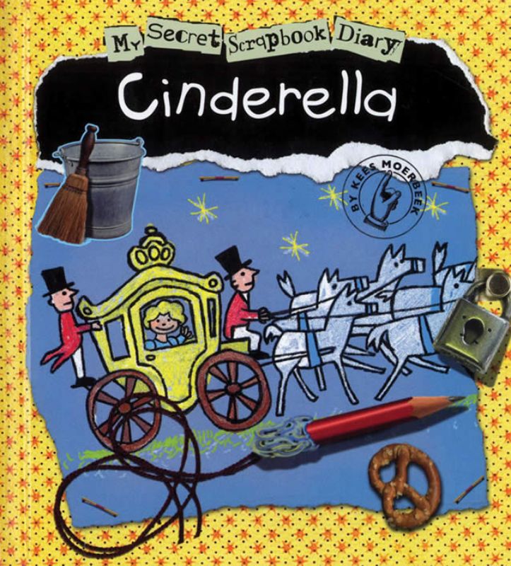 Enchanting Cinderella scrapbook diary with pop-ups and multimedia illustrations, inviting imaginative storytelling for young readers.