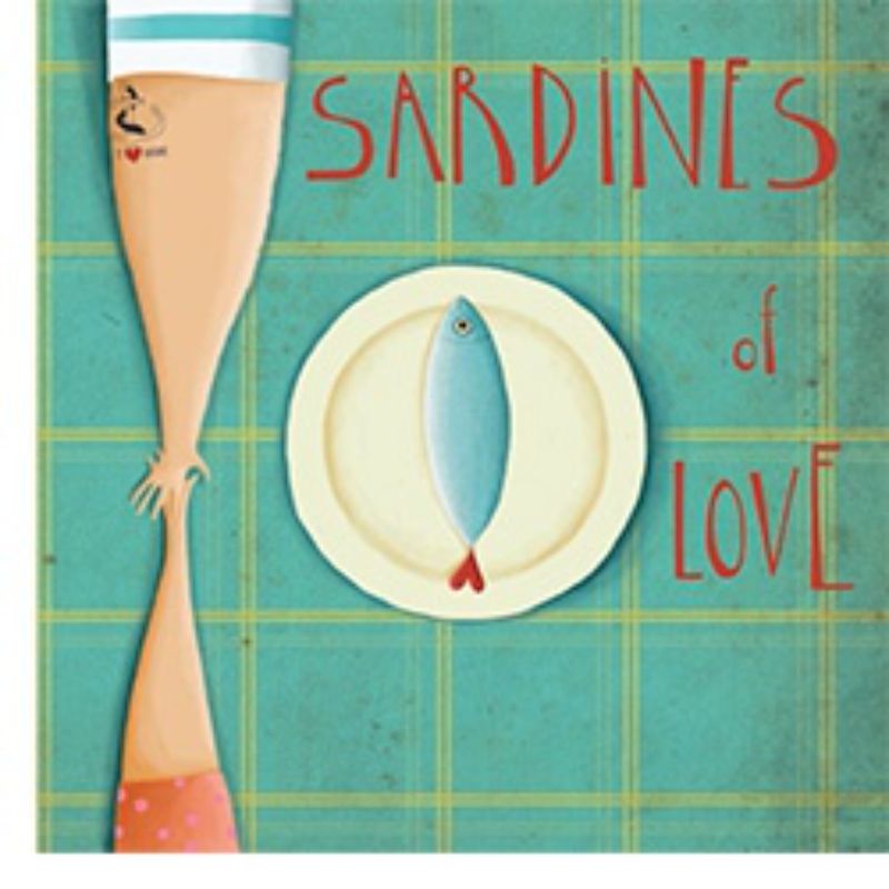 Illustrated cover of 'Sardines of Love', a children's book about love and unexpected adventures, featuring Grandmother Lola.