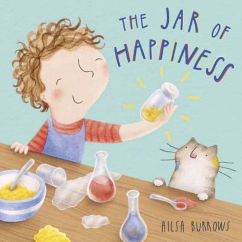 Illustrated cover of 'The Jar of Happiness,' featuring Meg and her whimsical journey to discover true joy.