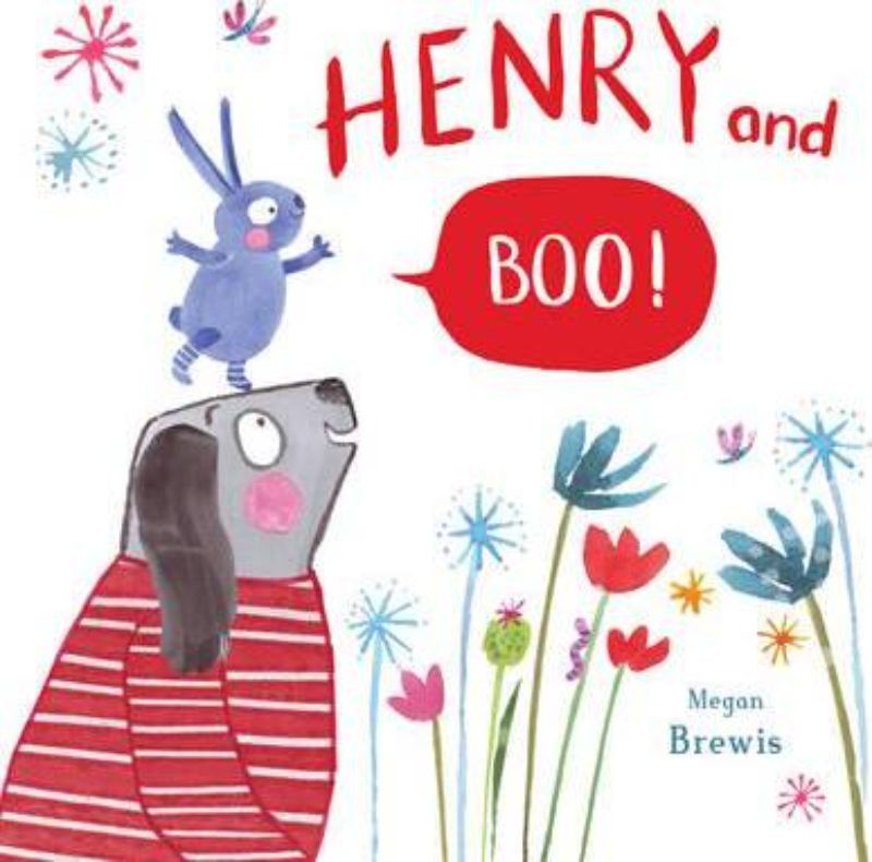 Illustration of Henry, a whimsical character, sharing tea with a cheeky creature while a bear lurks nearby in this children's book.