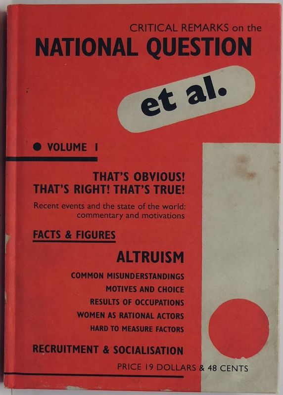 Hardback book 'Et Al: That's Obvious! That's Right! That's True!' exploring critical insights on contemporary issues and art.