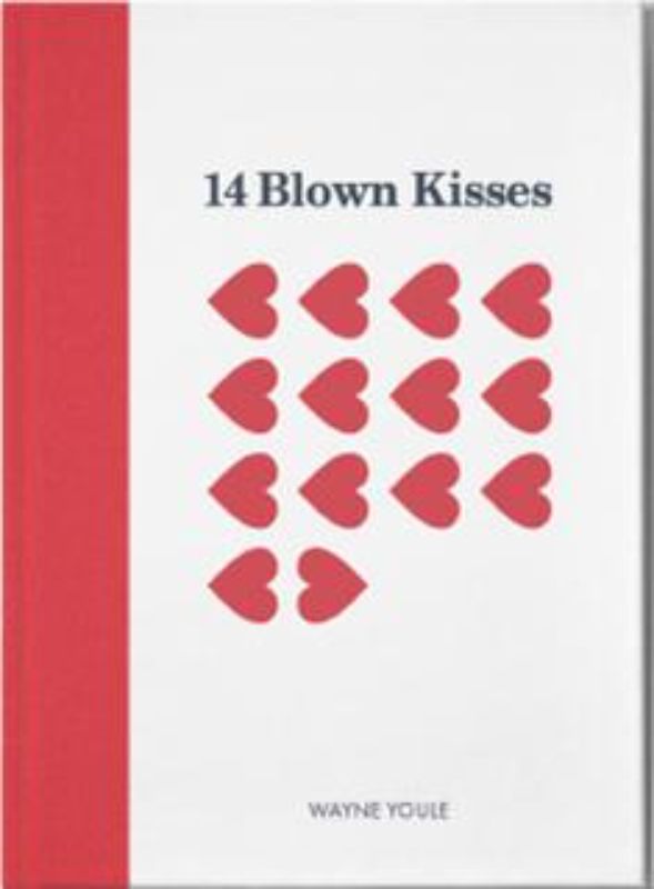 'Blown Kisses' book cover featuring colorful illustrations of creative ways to send kisses by Wayne Youle.