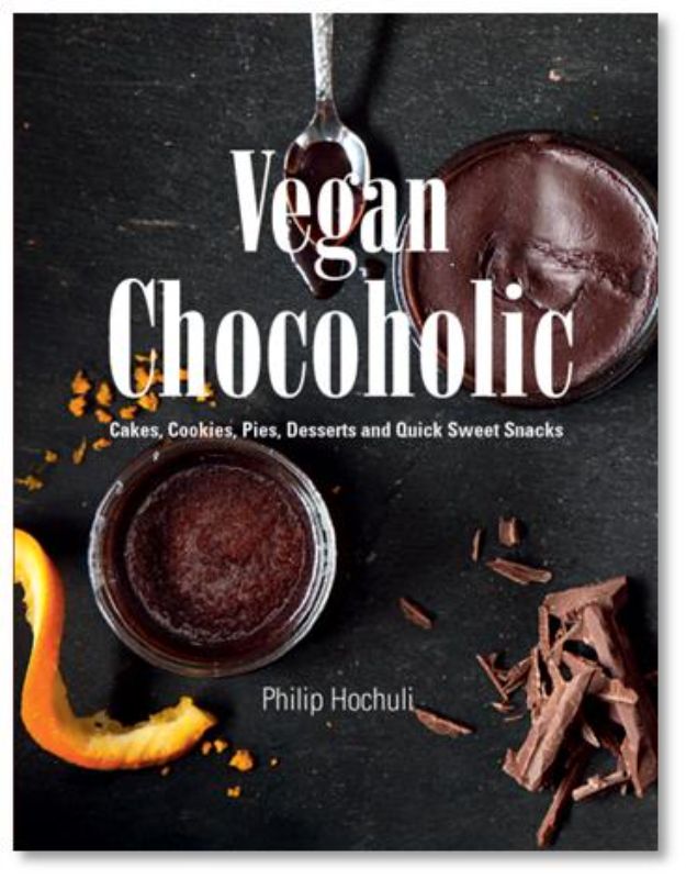 Comprehensive vegan dessert cookbook with 128 pages of easy recipes for cakes, cookies, and more, by Philip Hochuli.