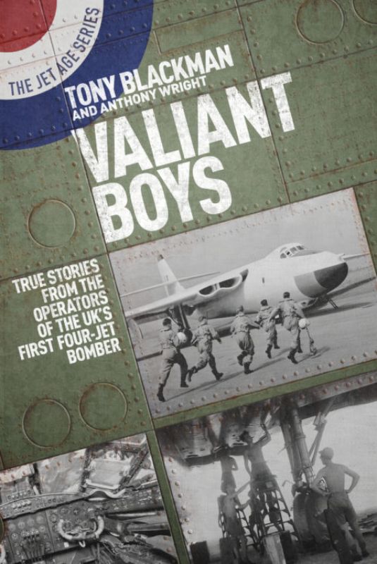 Cover of 'Valiant Boys' paperback, showcasing Britain's first V bomber history with gripping personal accounts and key events.