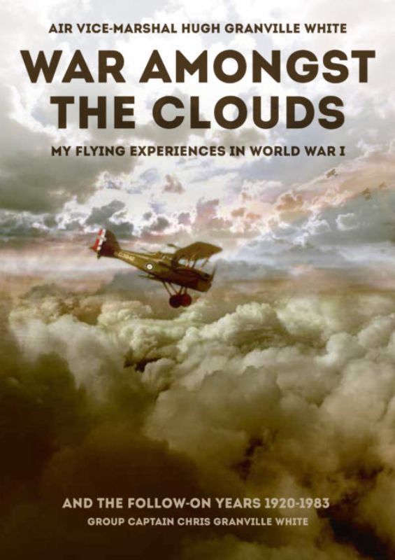Cover of 'War Amongst the Clouds' featuring a young pilot in flight, symbolizing courage and aerial warfare during WWI.