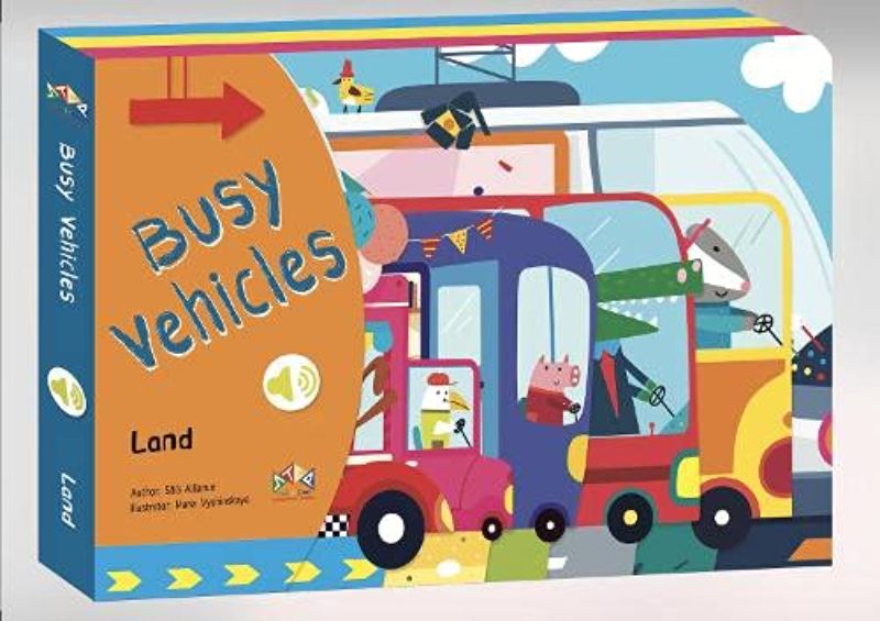 A children's hardback book featuring 24 unique vehicles, shape-cut pages, and sound buttons for interactive learning fun.