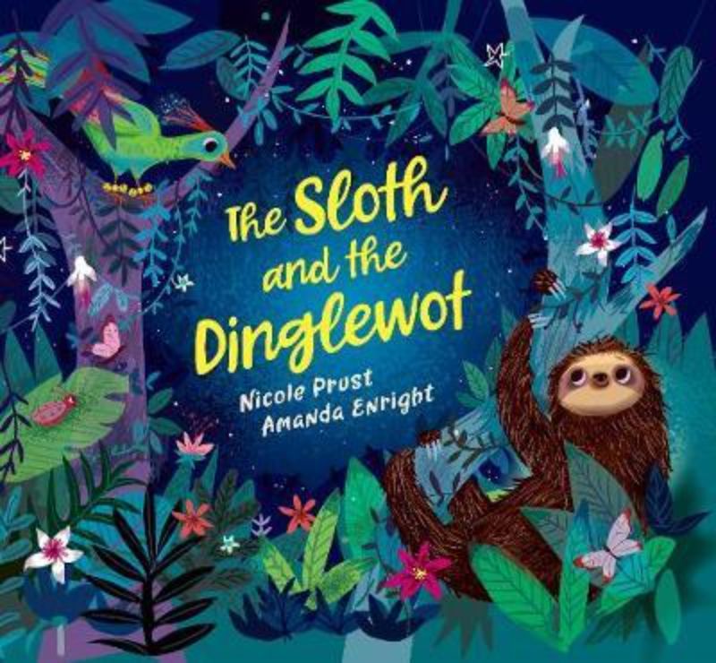 Illustration of Samuel the Sloth and the Dinglewot exploring vibrant landscapes, symbolizing adventure and friendship.