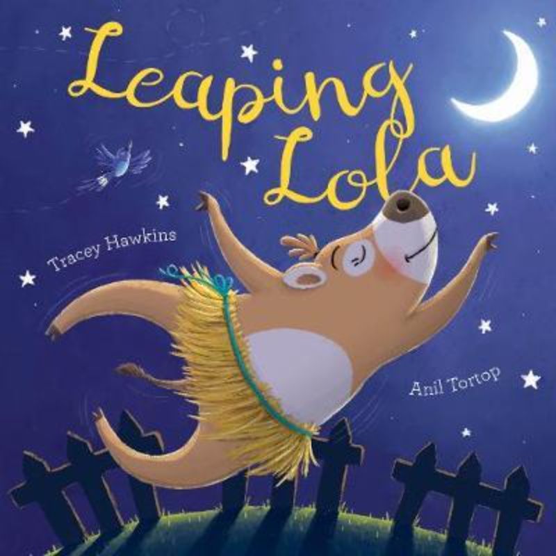 Cover of 'Leaping Lola', a children's book about a dancing brown cow, promoting self-acceptance and creativity.