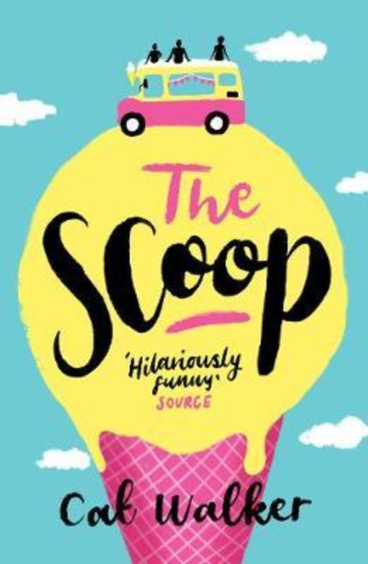 Cover of 'The Scoop' featuring a pink ice cream van, symbolizing a journey of self-discovery and friendship.