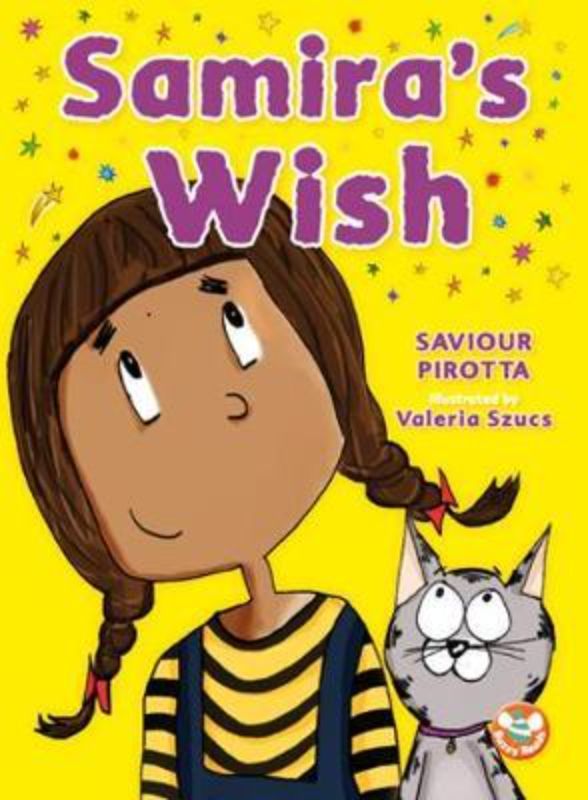 Cover of *Samira's Wish*, a children's book about adventure, magic wishes, and family, featuring vibrant illustrations and a charming design.