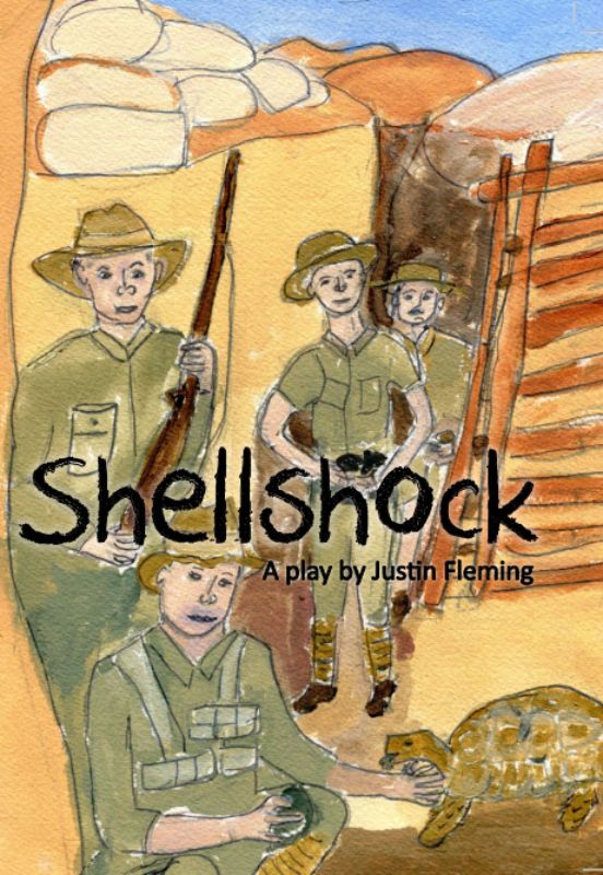 Cover of 'Shellshock' by Justin Fleming, depicting themes of war, family, and historical reflection from Gallipoli.