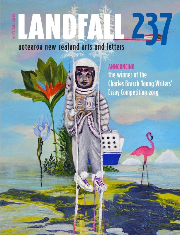 Landfall 237 paperback anthology showcasing New Zealand literature, featuring essays from the 2019 Charles Brasch Competition.