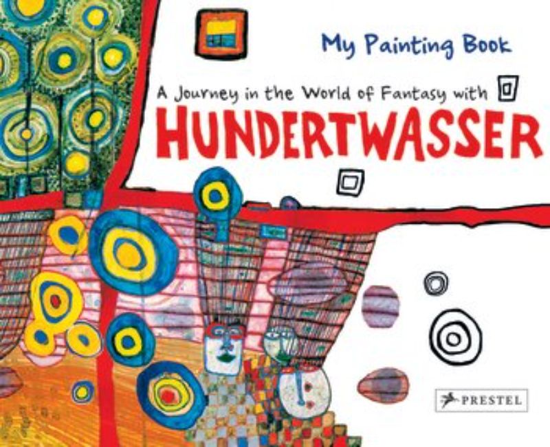 Colorful activity book for kids, inspired by Hundertwasser's art, featuring 32 pages for imaginative creativity in large format.